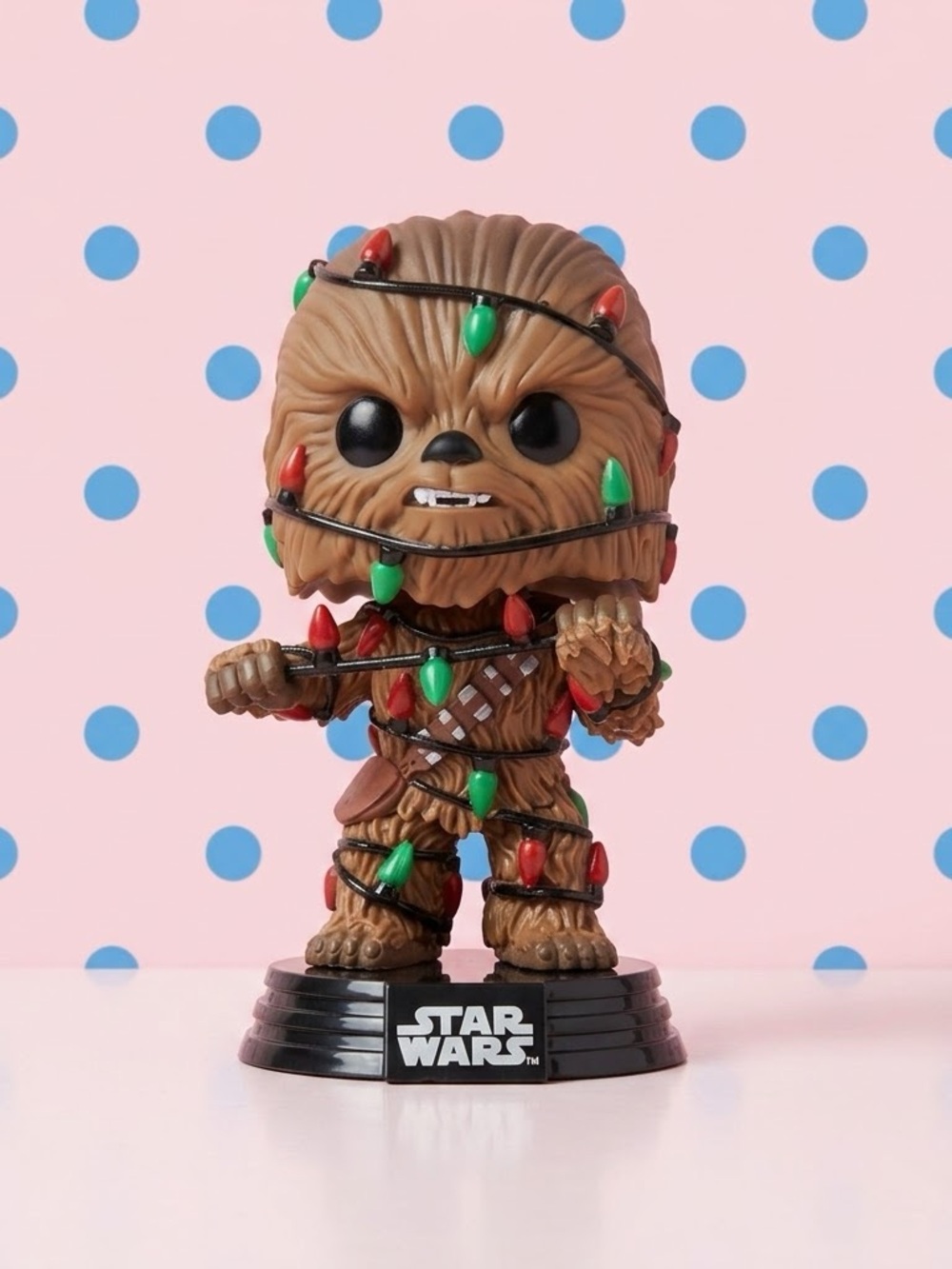 Star Wars Chewbacca Bobblehead with Red & Green Holiday Lights